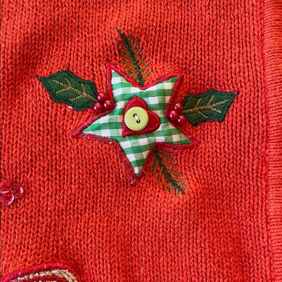 Heirloom Collectibles Christmas Red Vest with Gingerbread Candy Sweater Applique - Picture 7 of 11